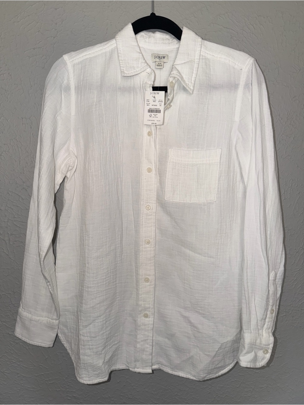 J. Crew Women's White Button-Down Cotton Gauze Shirt